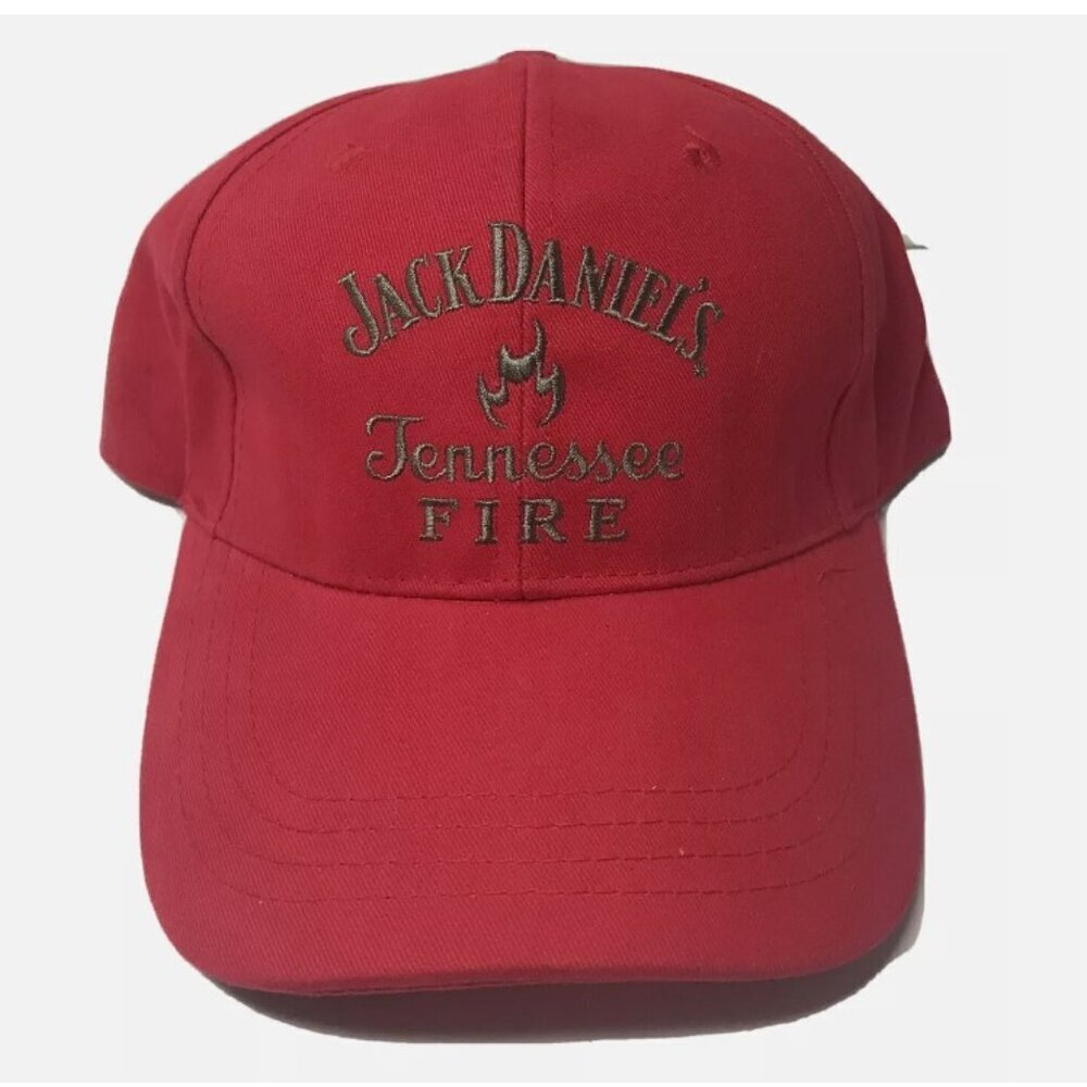 Jack Daniel’s Tennessee Fire Adjustable Strap back Hat / Cap  Red w/ Gray
